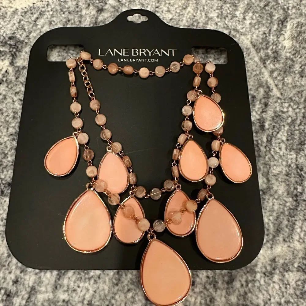 Lane Bryant pink chunky beaded statement necklace